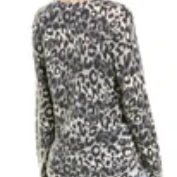 Pre-Loved Minnie Rose Distressed Grey Leopard Cashmere Sweater - Women's Large - Picture 9 of 9